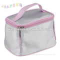 Light Pink and Grey Color Fabric Cosmetic Bag